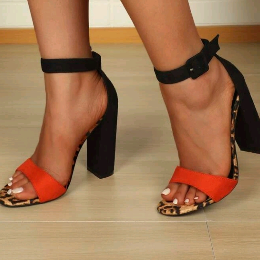Chunky heel ankle strap sandals